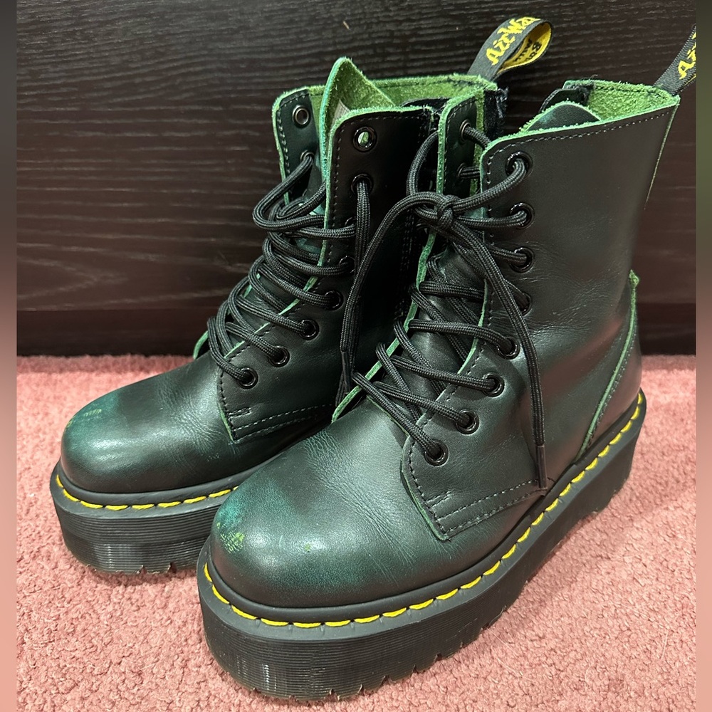 Dr Martens Platform Jadon Boots Vintage Green